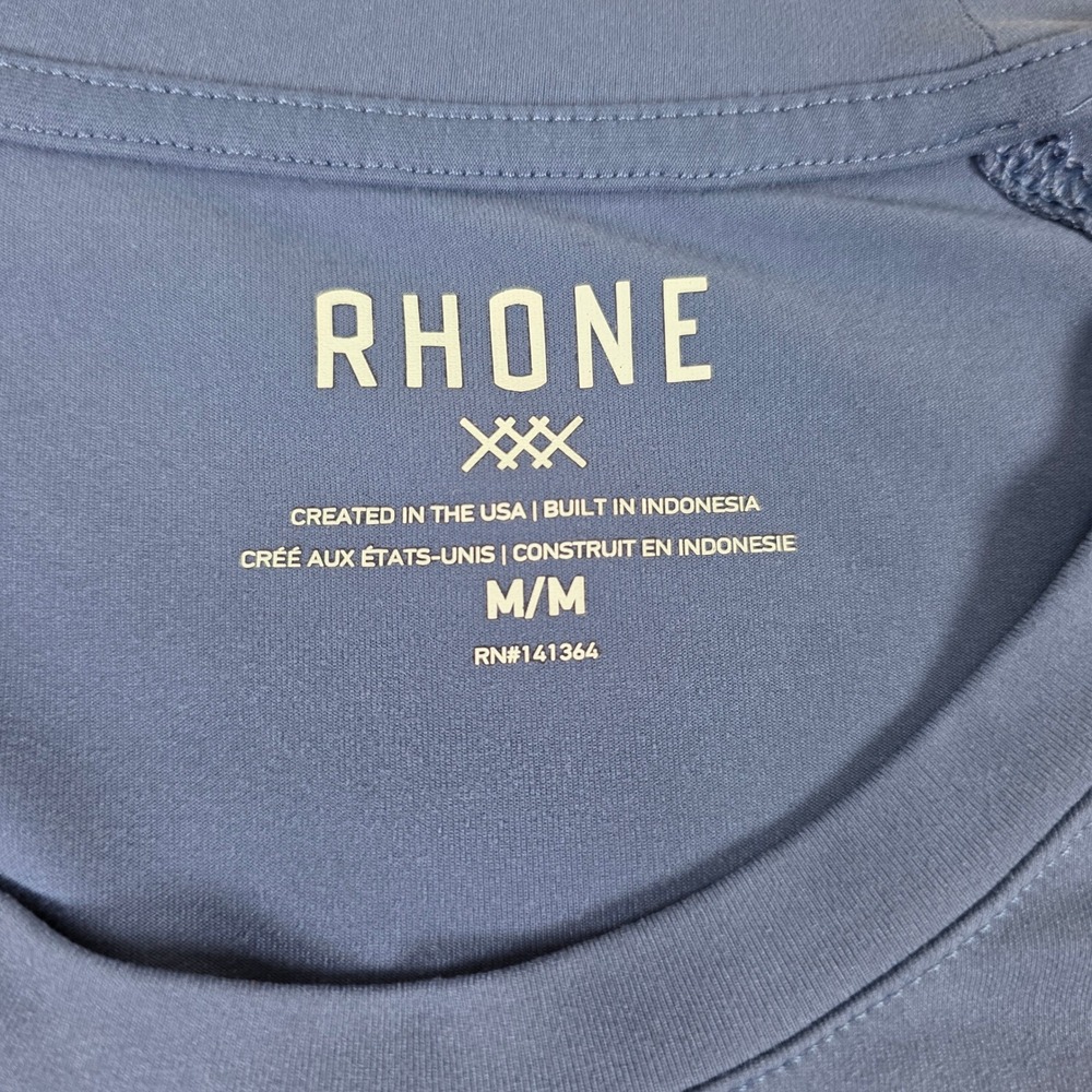 Rhone Reign Short Sleeve Training Shirt Mens Medium Blue Raglan Athletic Tee - Picture 2 of 6